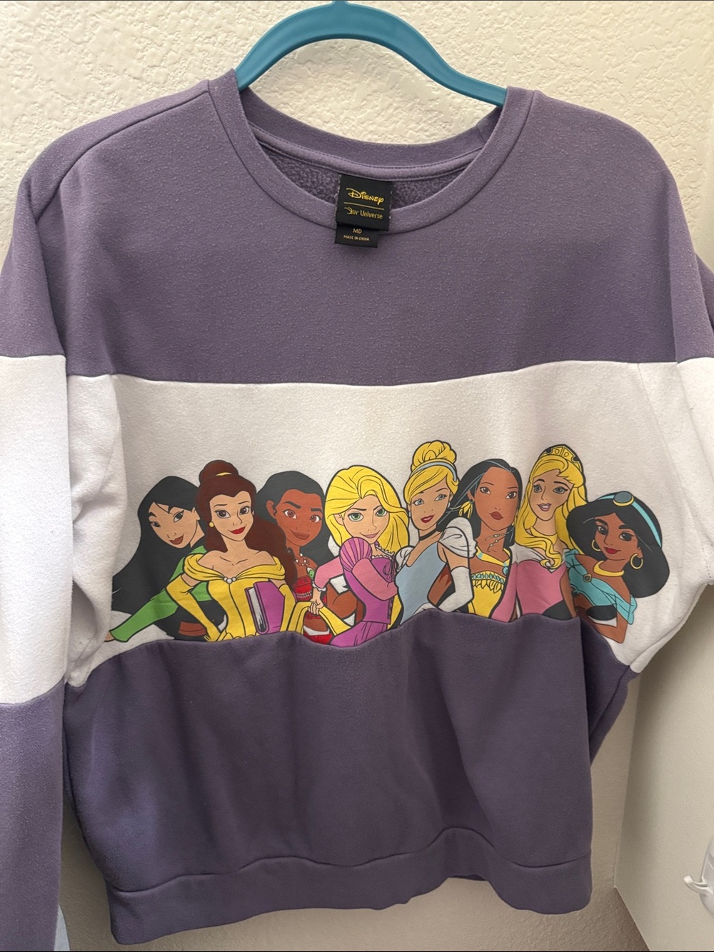 Disney Purple and White Princess Crewneck Sweatshirt